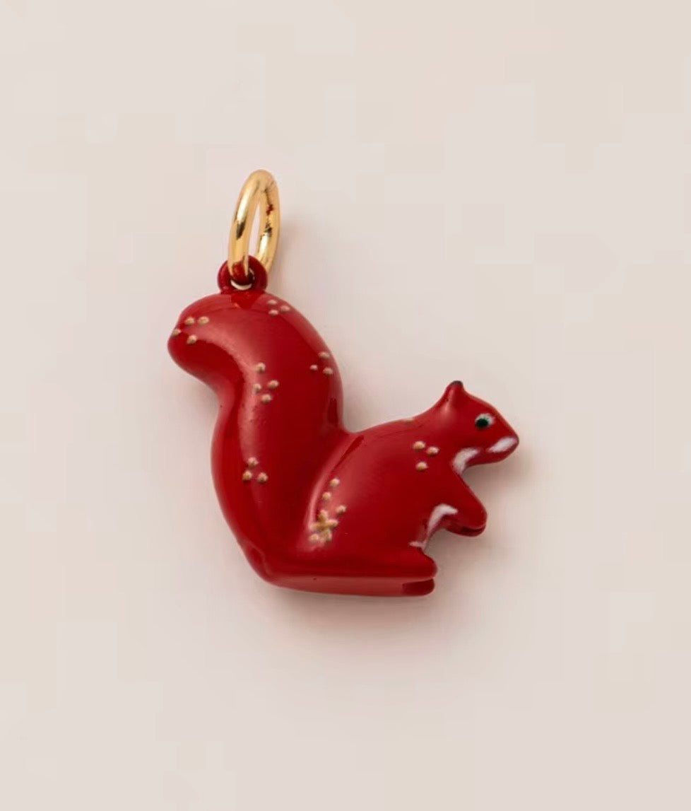 Ember Squirrel red ceramic planner charm