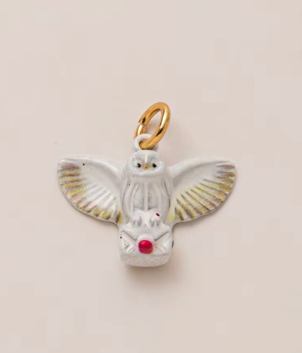 Magic post owl ceramic notebook charm