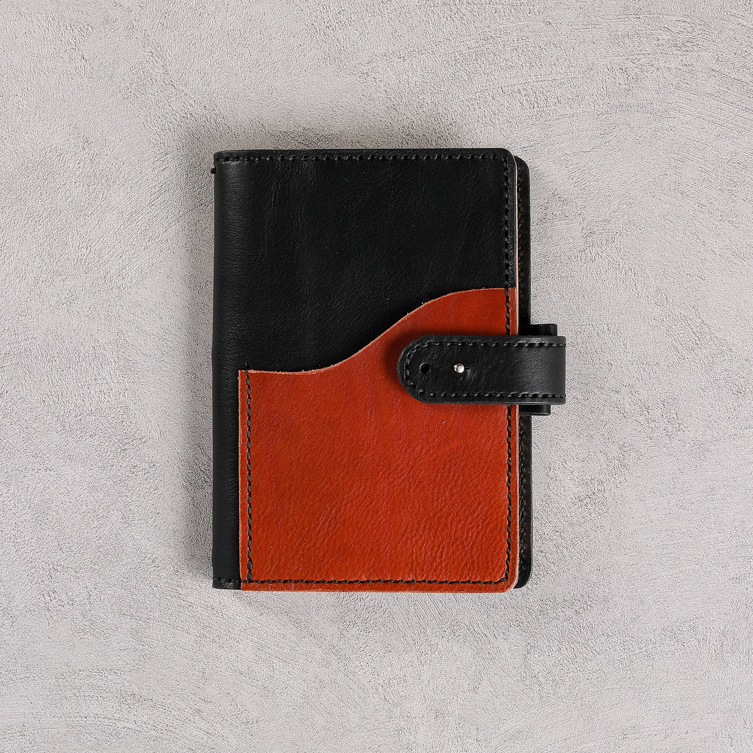 Open B6 Aris leather cover with Deep Salmon lining and pen loops