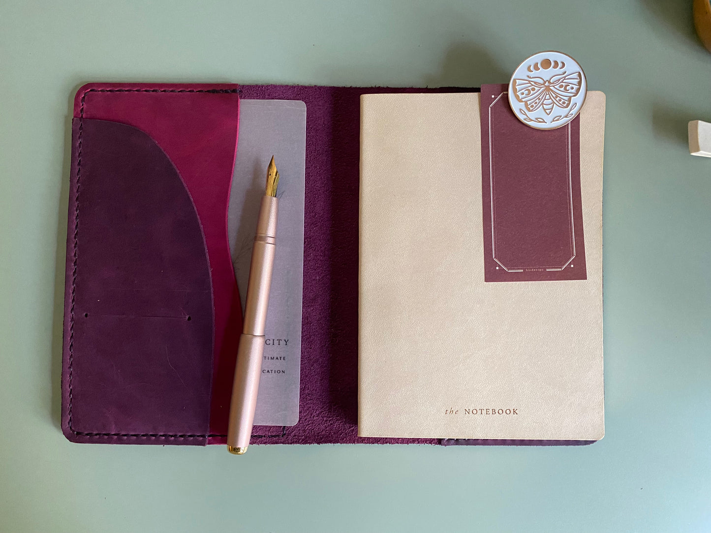 Ready to ship B6 size open wide leather planner cover