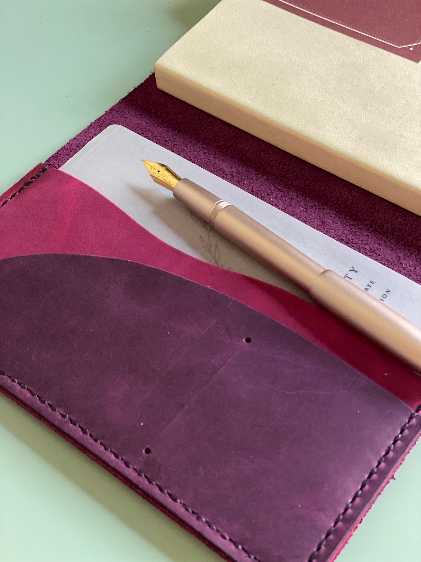 Ready to ship B6 size leather planner cover insert pocket details