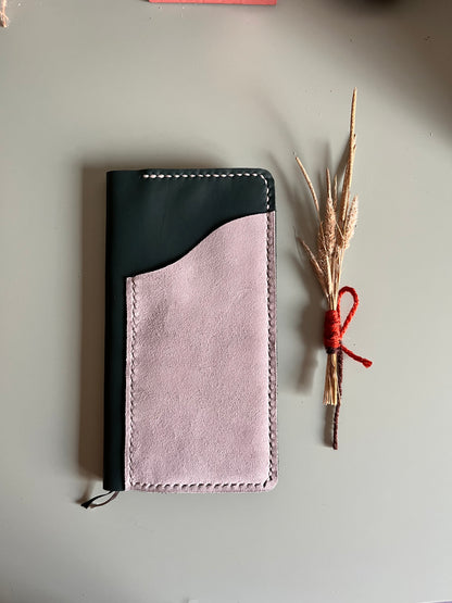 Ready to ship Weeks Aris leather cover in Botiglia and Ice Grey leather