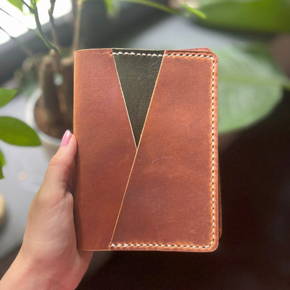 Ready to ship A6 Petras leather cover in Amber and Verde