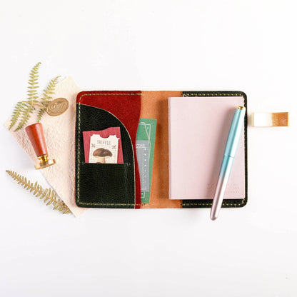 Ready to Ship Passport leather cover in Verde leather