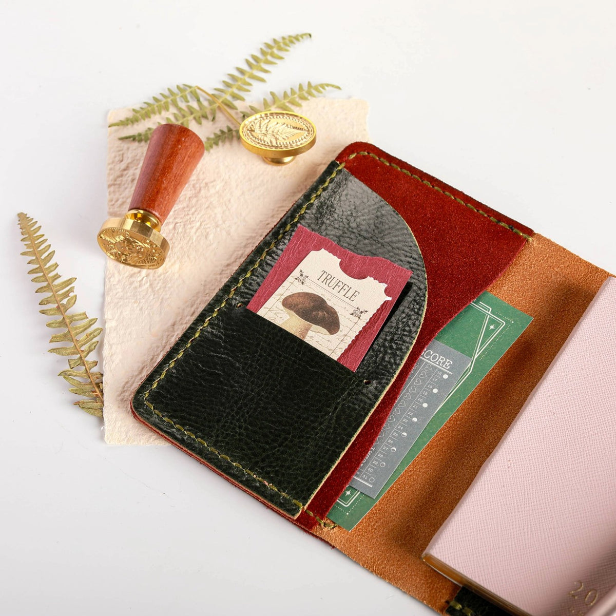 Ready to Ship Passport leather cover in Verde leather