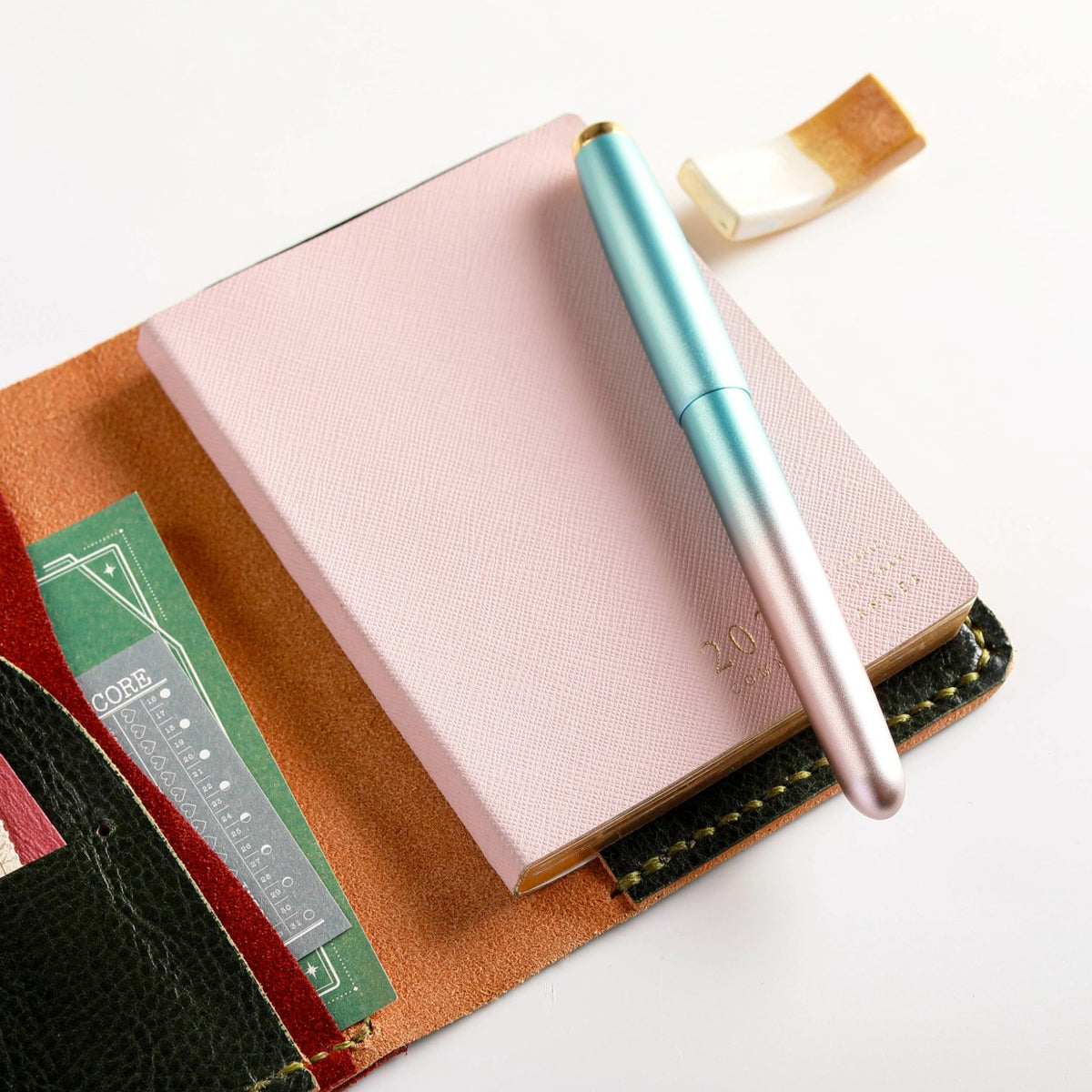 Ready to Ship Passport leather cover in Verde leather