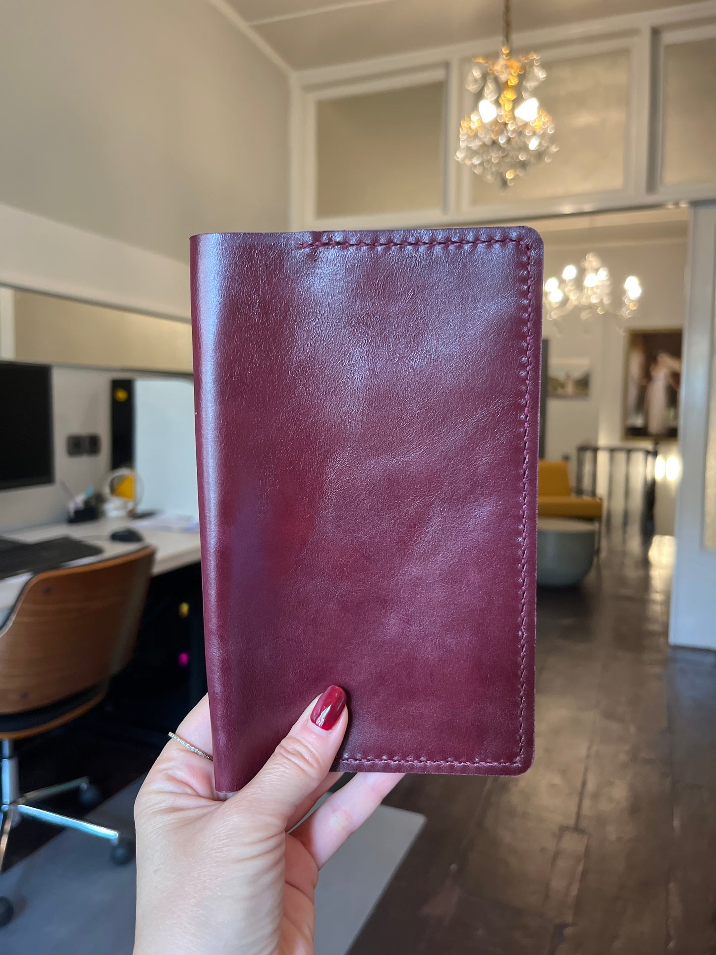 Ready to ship TN leather insert wallet in Bordeaux leather